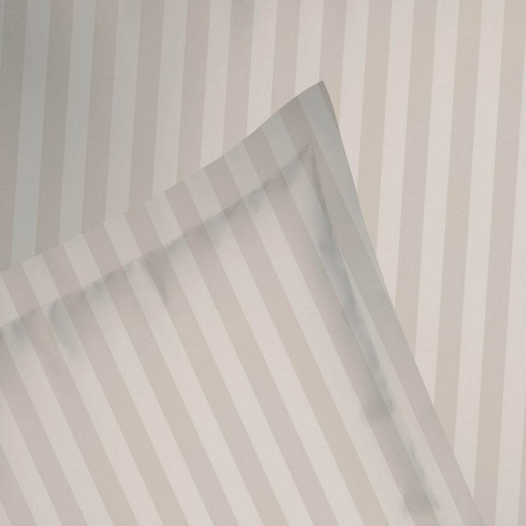 Dobby Stripe Woven - Housse De Couette + Taie D'Oreiller - Satin De Coton - Taupe 01