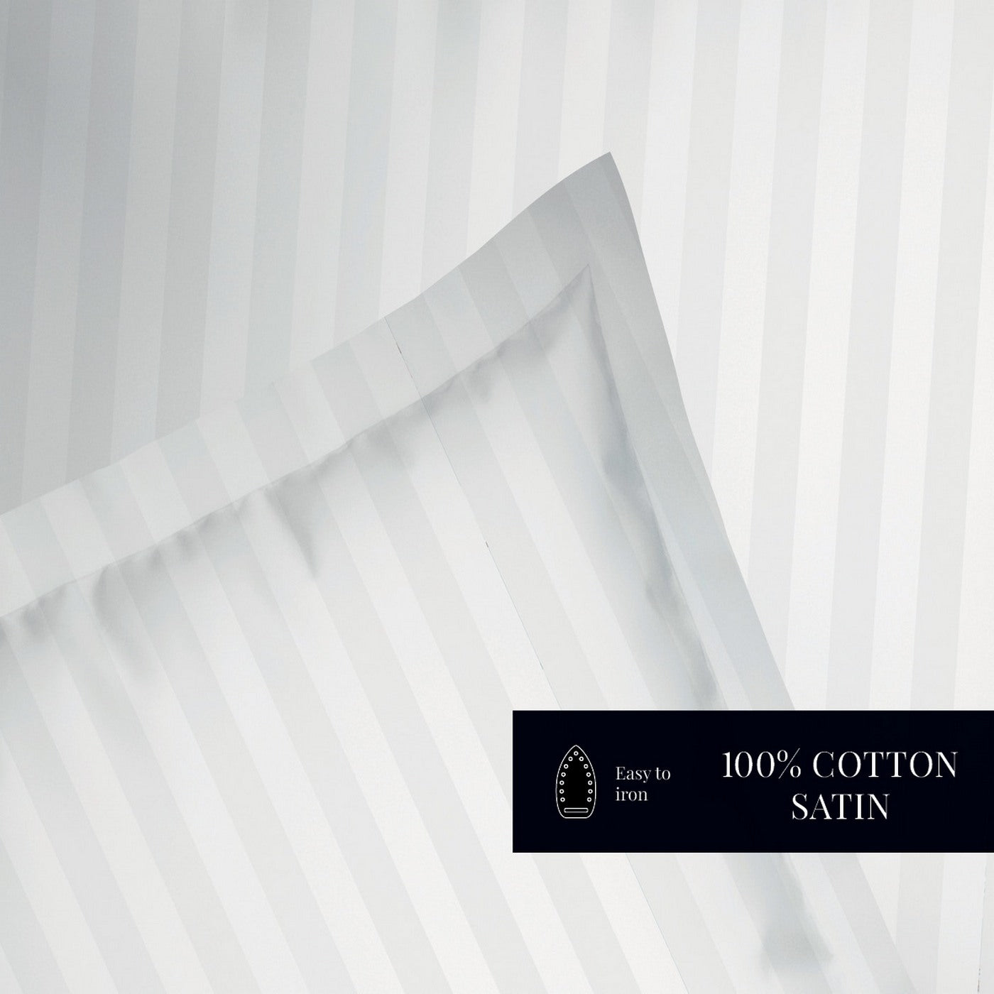 Dobby Stripe Woven Sheet Set - Drap Plat - Satin De Coton - Blanc 01