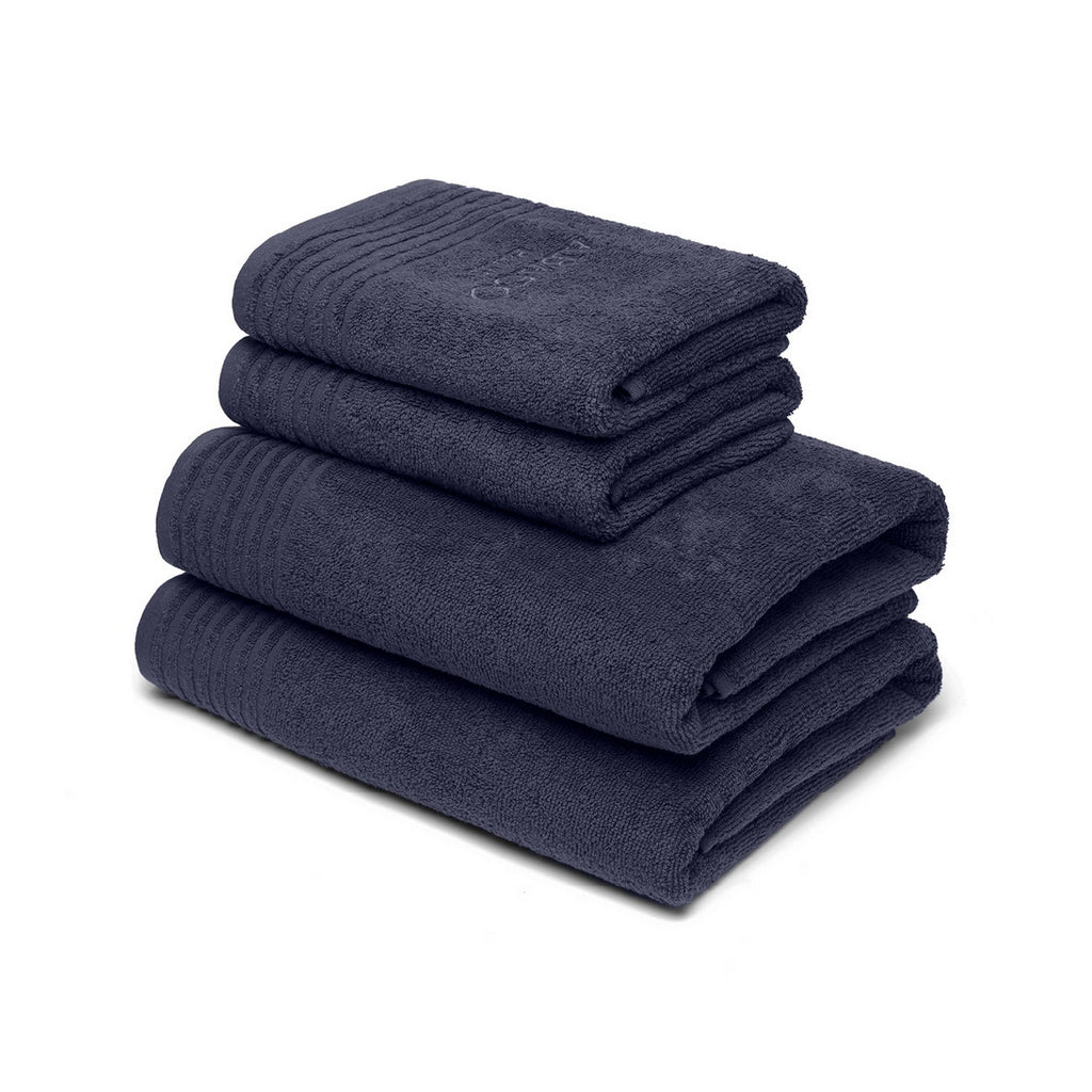 Ecume - Serviette + Drap De Bain Coton Peigné Lt - Bleu Marine