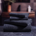 Ecume - Serviette + Drap De Bain Coton Peigné Lt - Bleu Marine