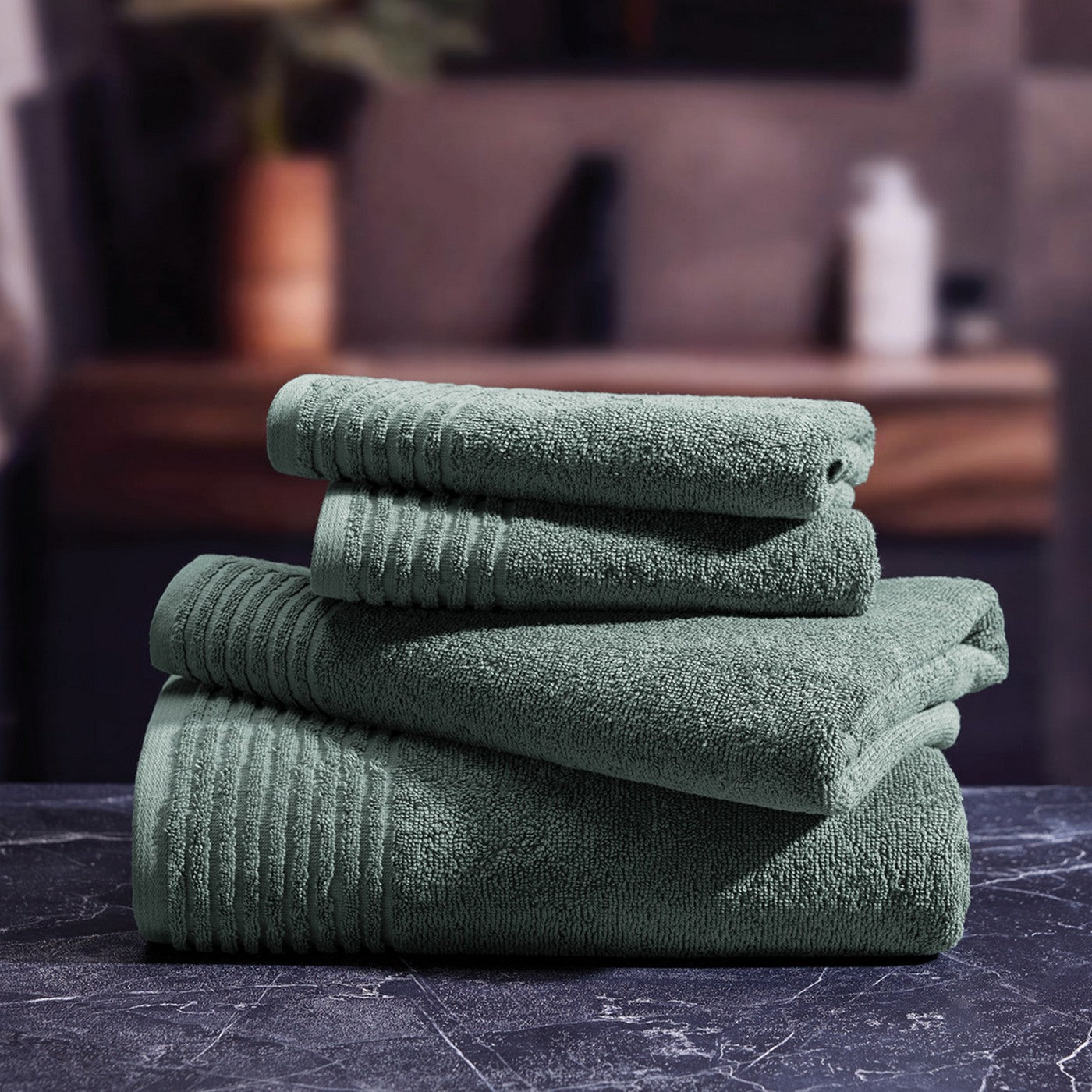 Ecume - Serviette D'Invité Coton Peigné Lt - Vert Bouteille