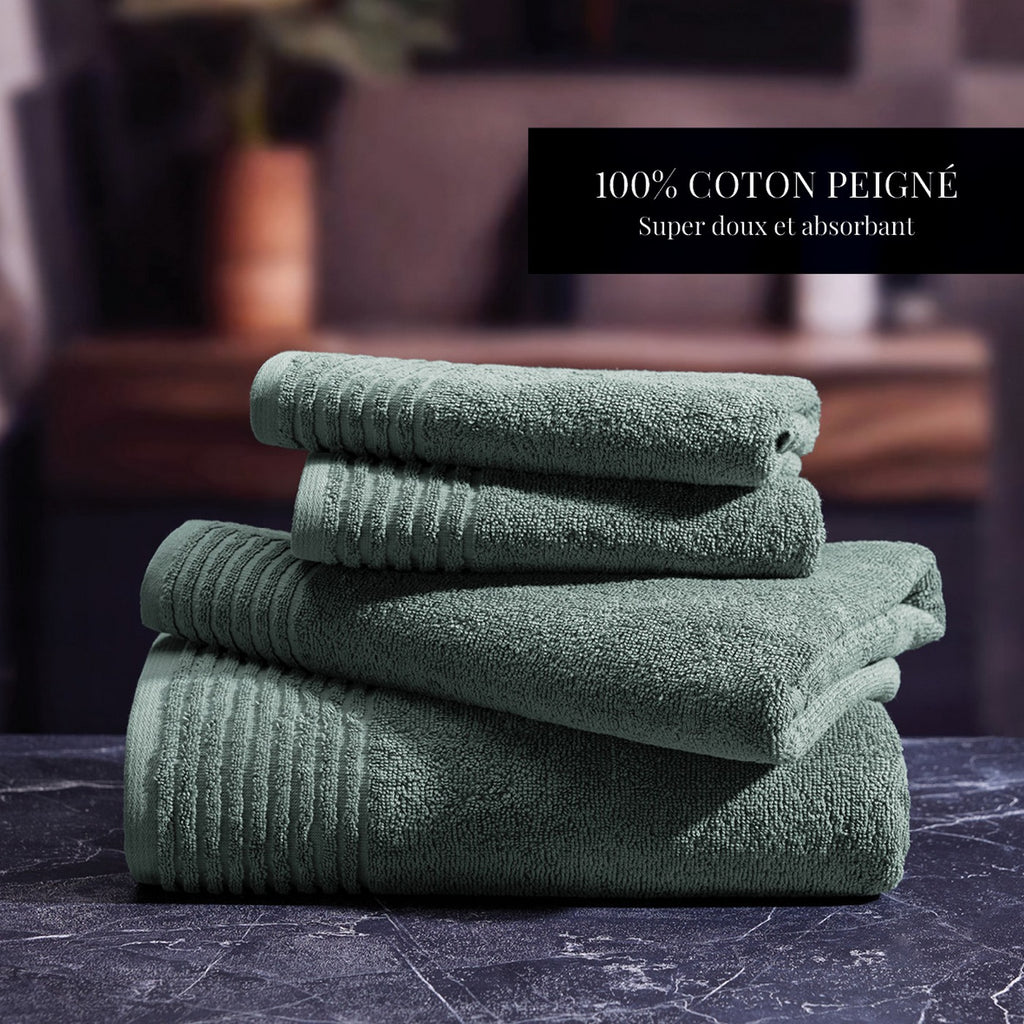 Ecume - Serviette D'Invité Coton Peigné Lt - Vert Bouteille