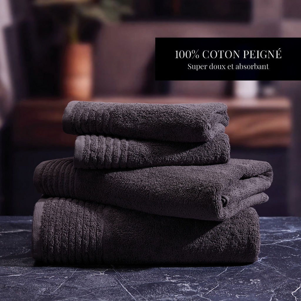 Ecume - Torchon De Cuisine Coton Peigné Lt - Gris Foncé