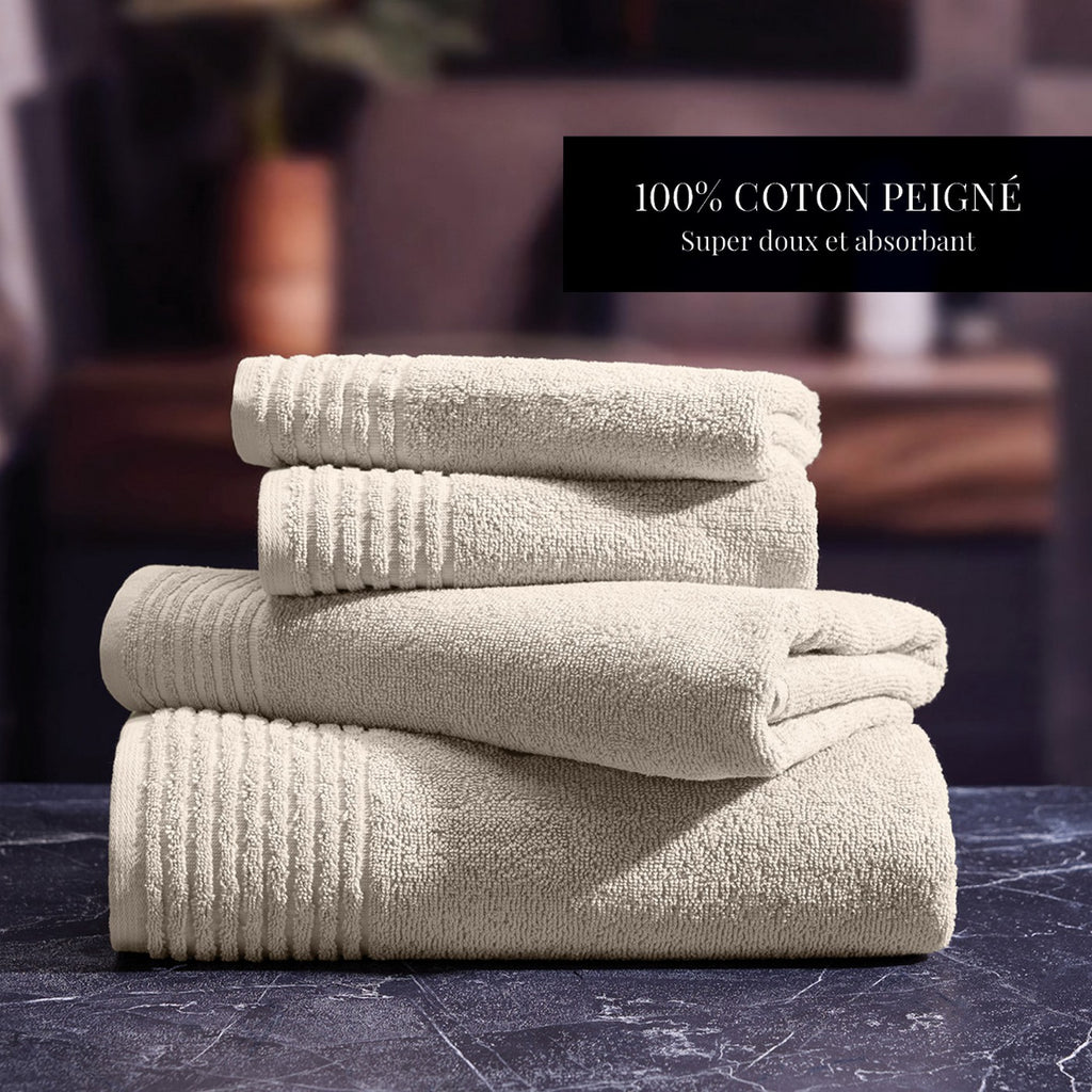 Ecume - Drap De Bain Coton Peigné Lt - Ivoire