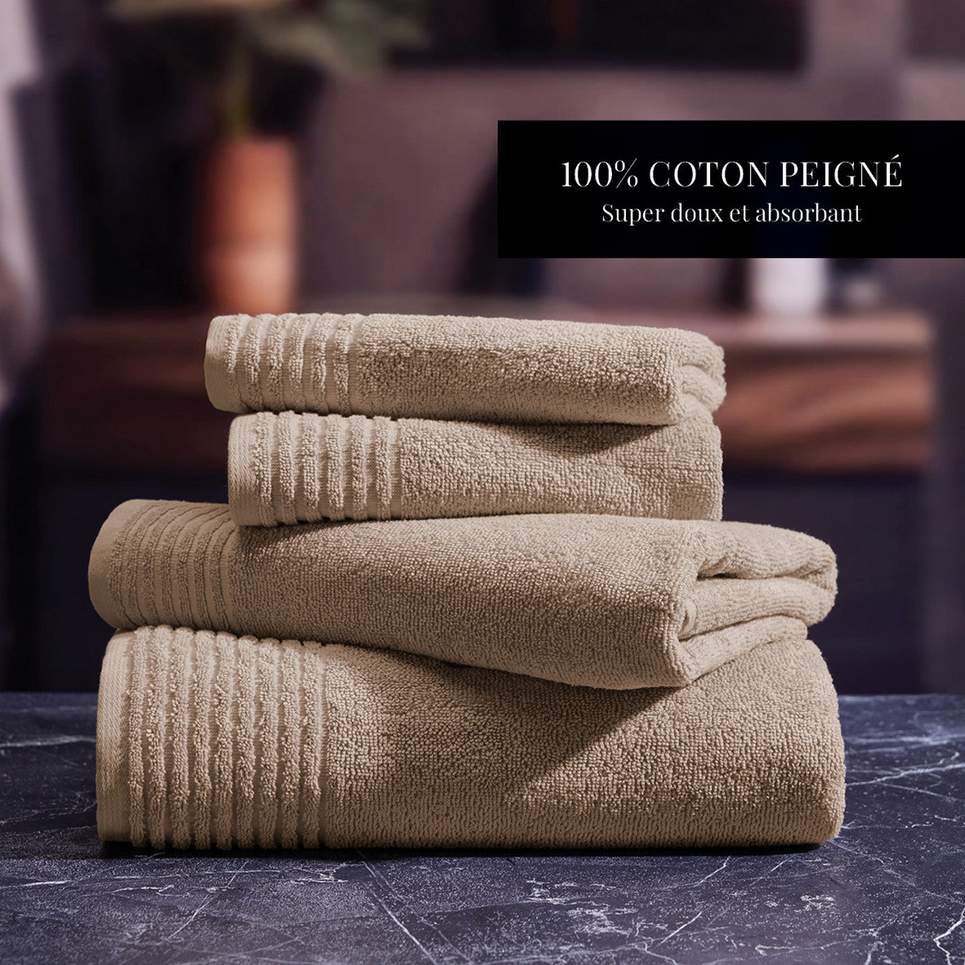 Ecume - Torchon De Cuisine Coton Peigné Lt - Taupe