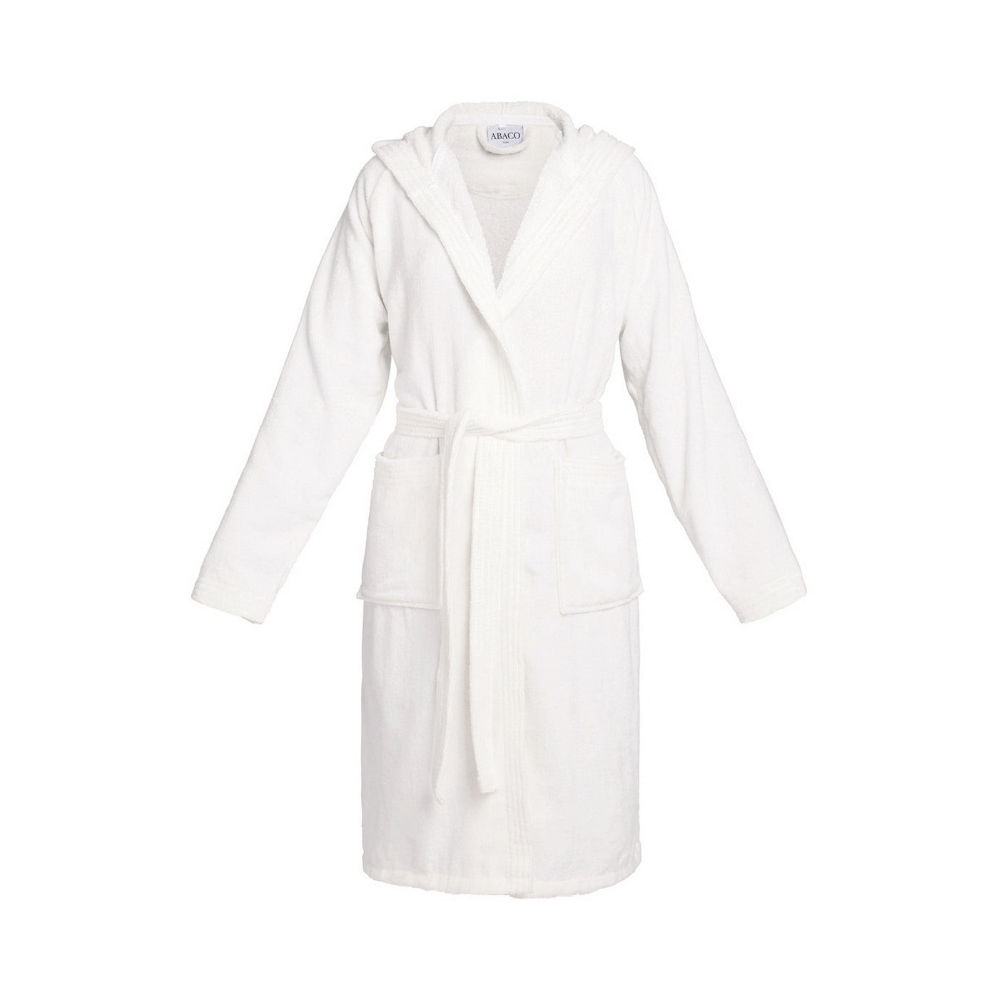 Uni - Peignoir Coton Velours Avec Capuche - Blanc