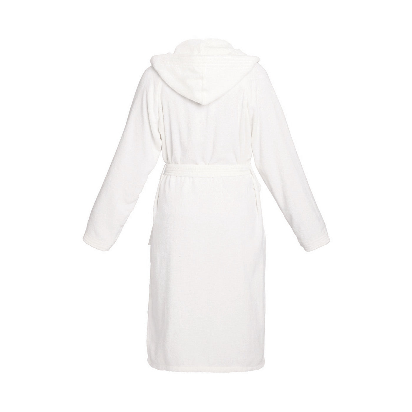 Uni - Peignoir Coton Velours Avec Capuche - Blanc