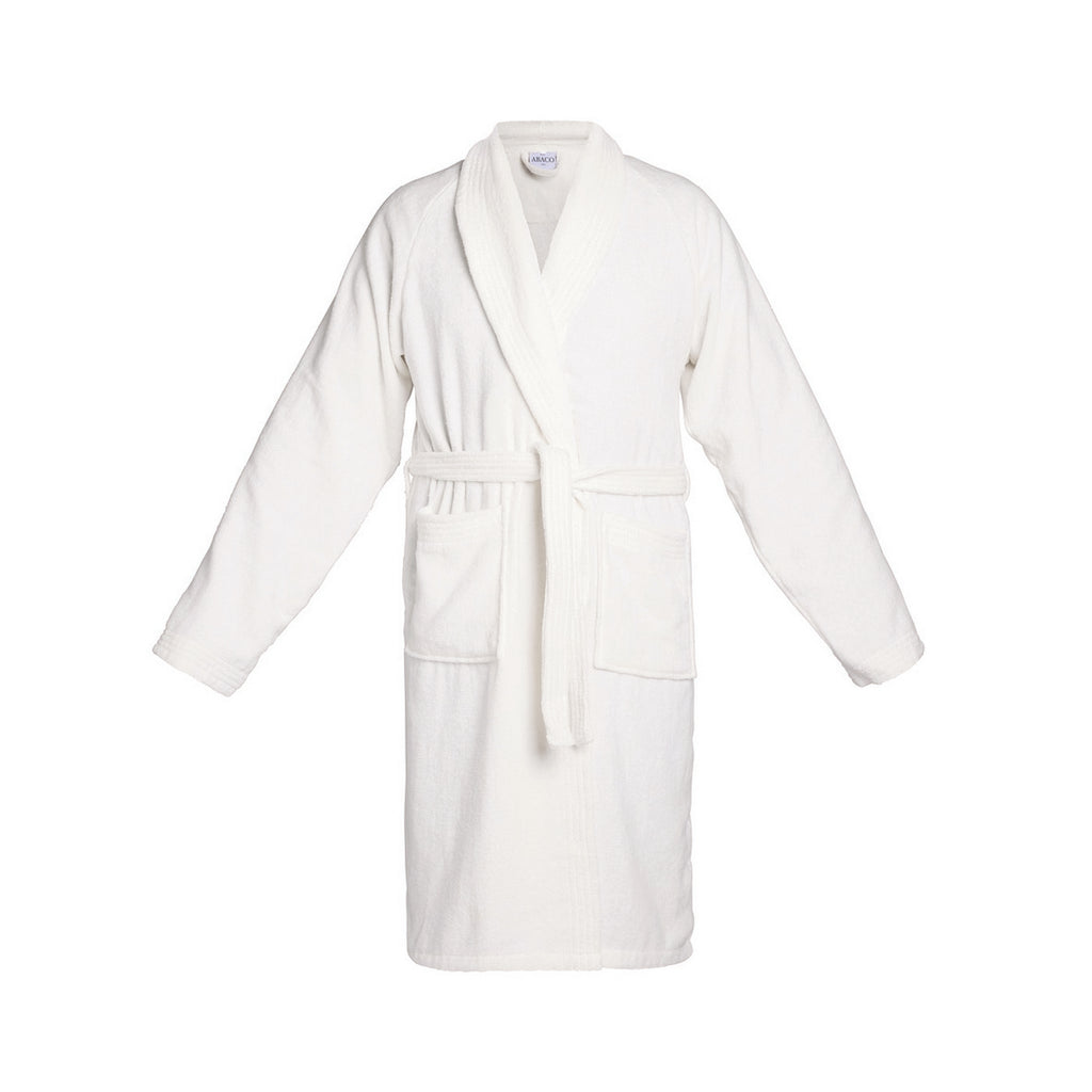Uni - Peignoir À Col Châle Velours De Coton - Blanc