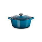 Round Tradition Casserole Dish - Enamelled Cast Iron - 24cm - Deep Teal - Phenolic Knob