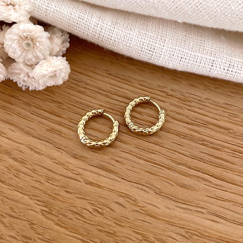 “Kesya” steel hoop earrings-Earrings-instants-plaisirs-Instants Plaisirs | Jewelry