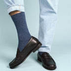 Chaussettes En Laine Mérinos Unies - Indigo