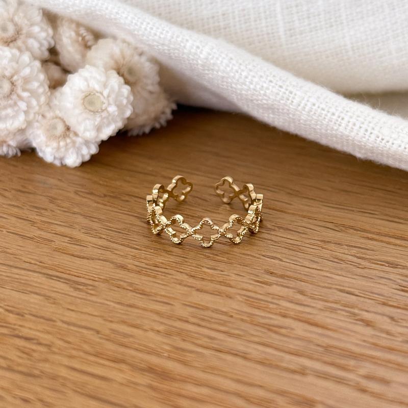 Bague "Trefle" acier-Bagues-instants-plaisirs-Ajustable-Instants Plaisirs | Bijoux