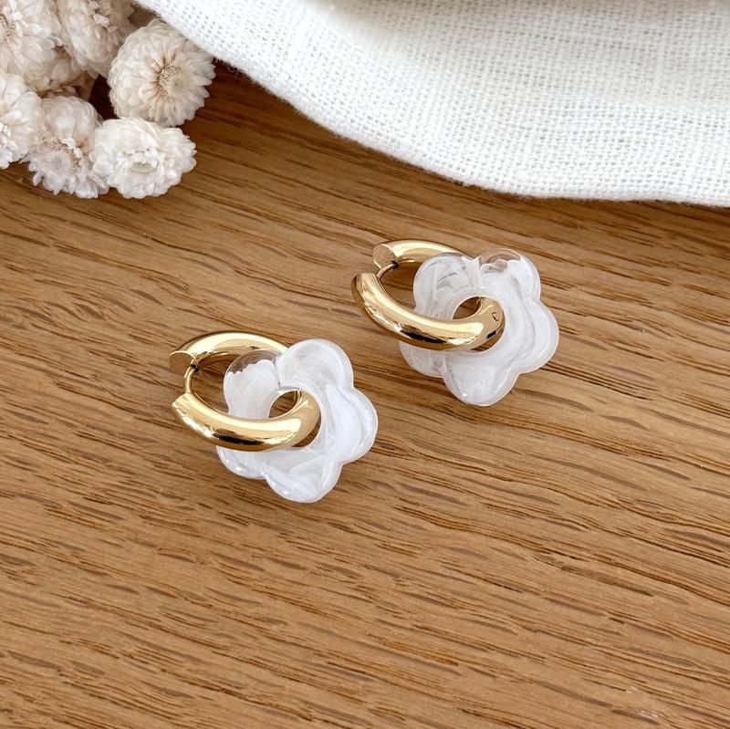 Créoles "Flora" blanc acier-Boucles d'oreilles-instants-plaisirs-Instants Plaisirs | Bijoux