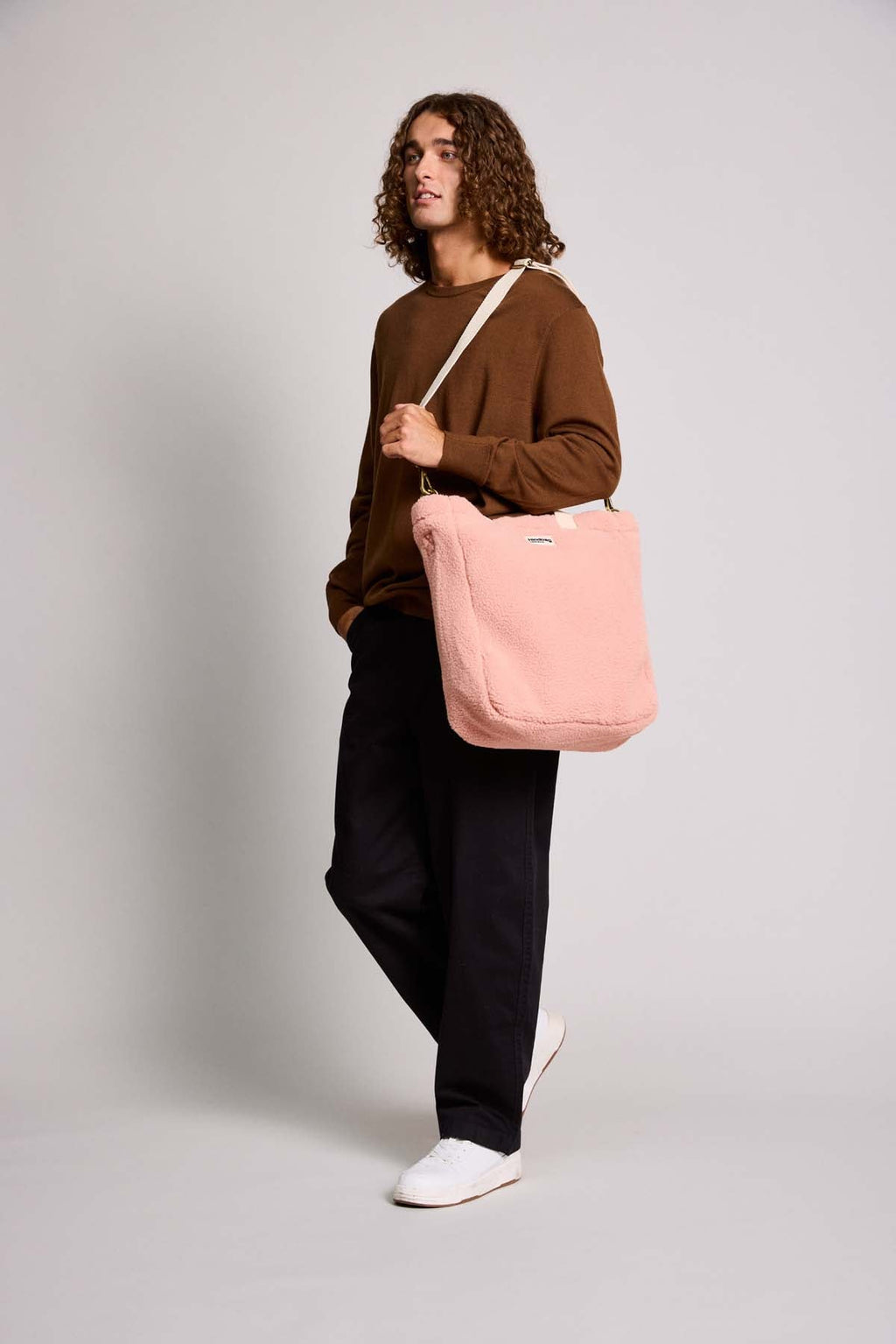 Paul Vertical Tote Bag - Powder Pink Teddy