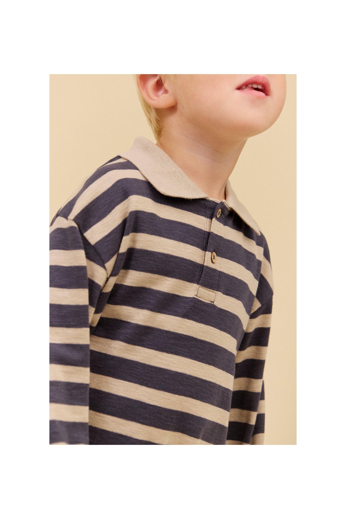 Polo Manches Longues Fred - Greyblue Stripe