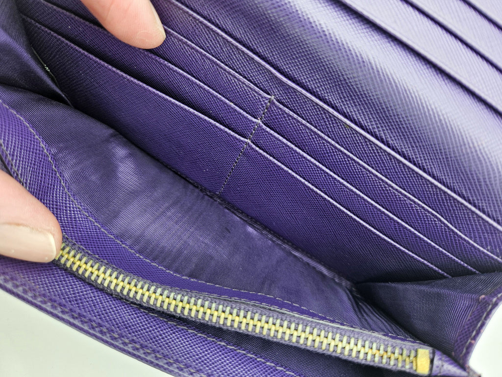 Long Prada Wallet in Purple Saffiano Leather