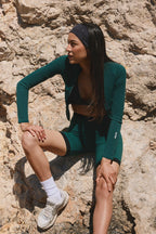 Giacca Zip Tech Crop - Deep Mist