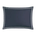 Biarritz - Juego de 2 fundas de almohada - Satén de algodón - Blanco / Azul oscuro
