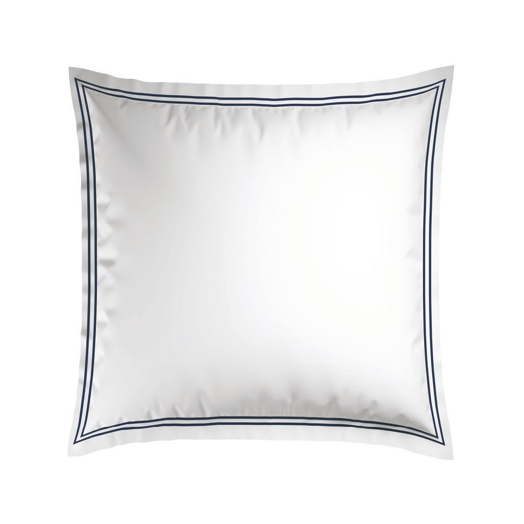 Biarritz - Juego de 2 Fundas de Almohada - Satén de Algodón - Azul Oscuro / Blanco