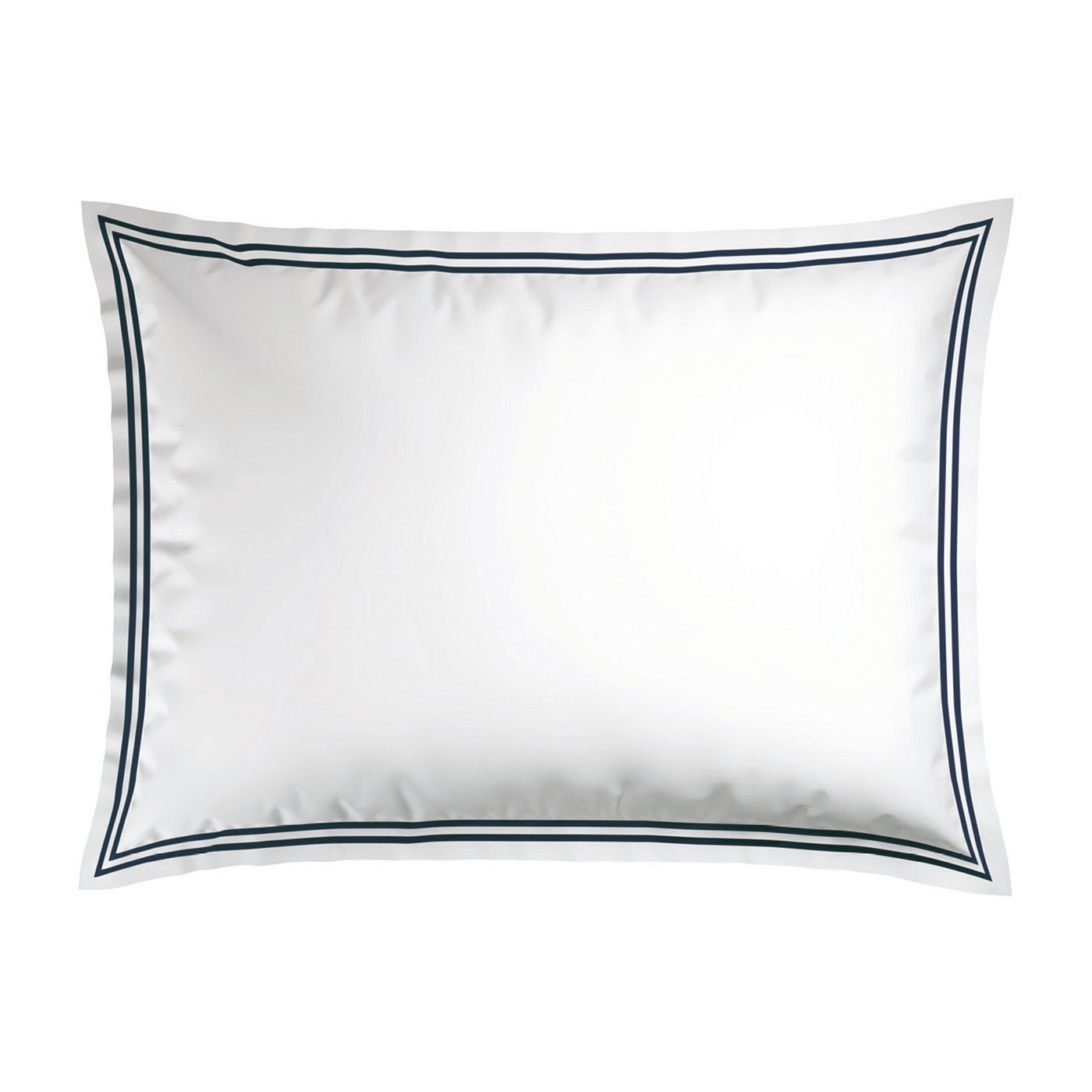 Biarritz - Juego de 2 Fundas de Almohada - Satén de Algodón - Azul Oscuro / Blanco