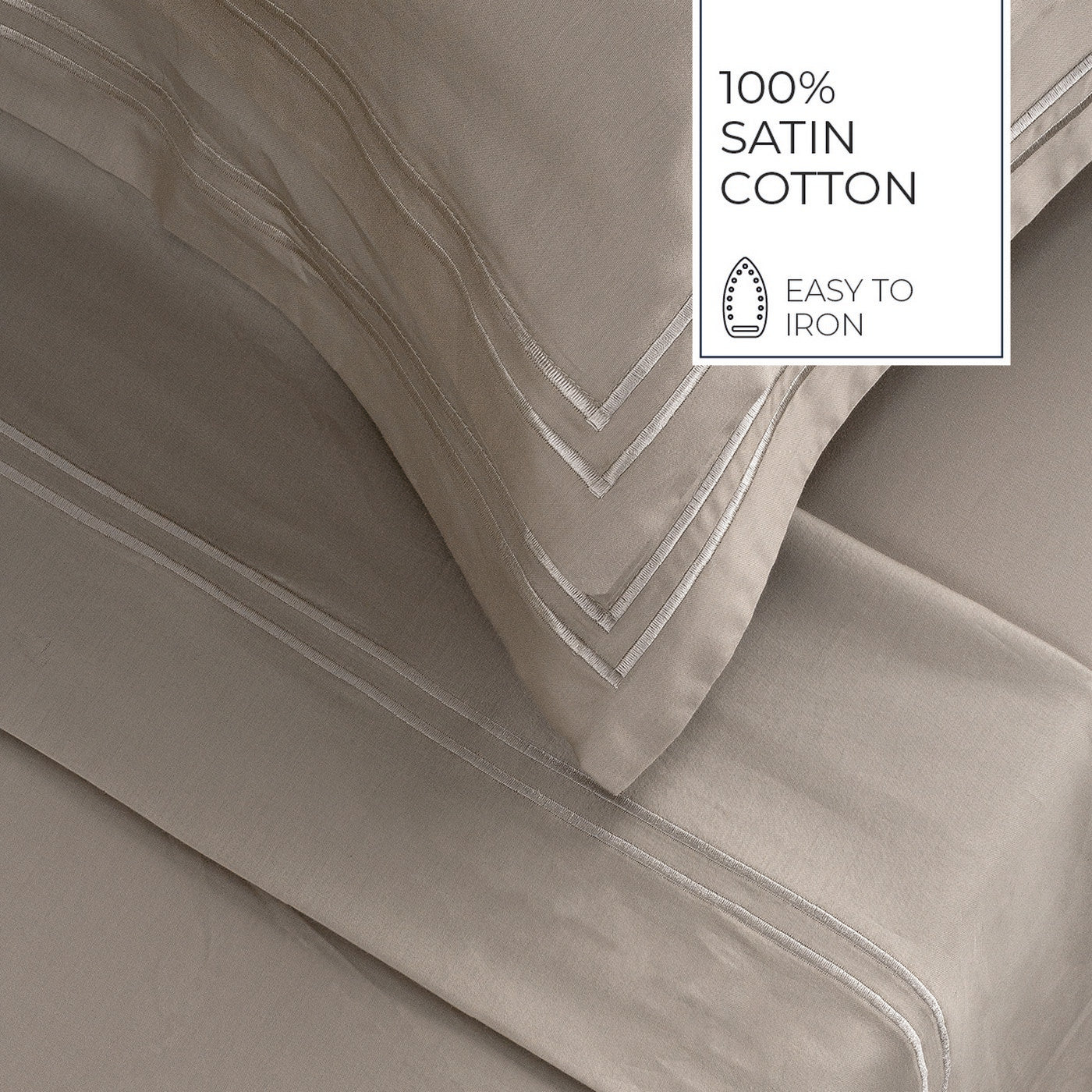 Biarritz - Sheet Set - Cotton Sateen - Taupe / Taupe
