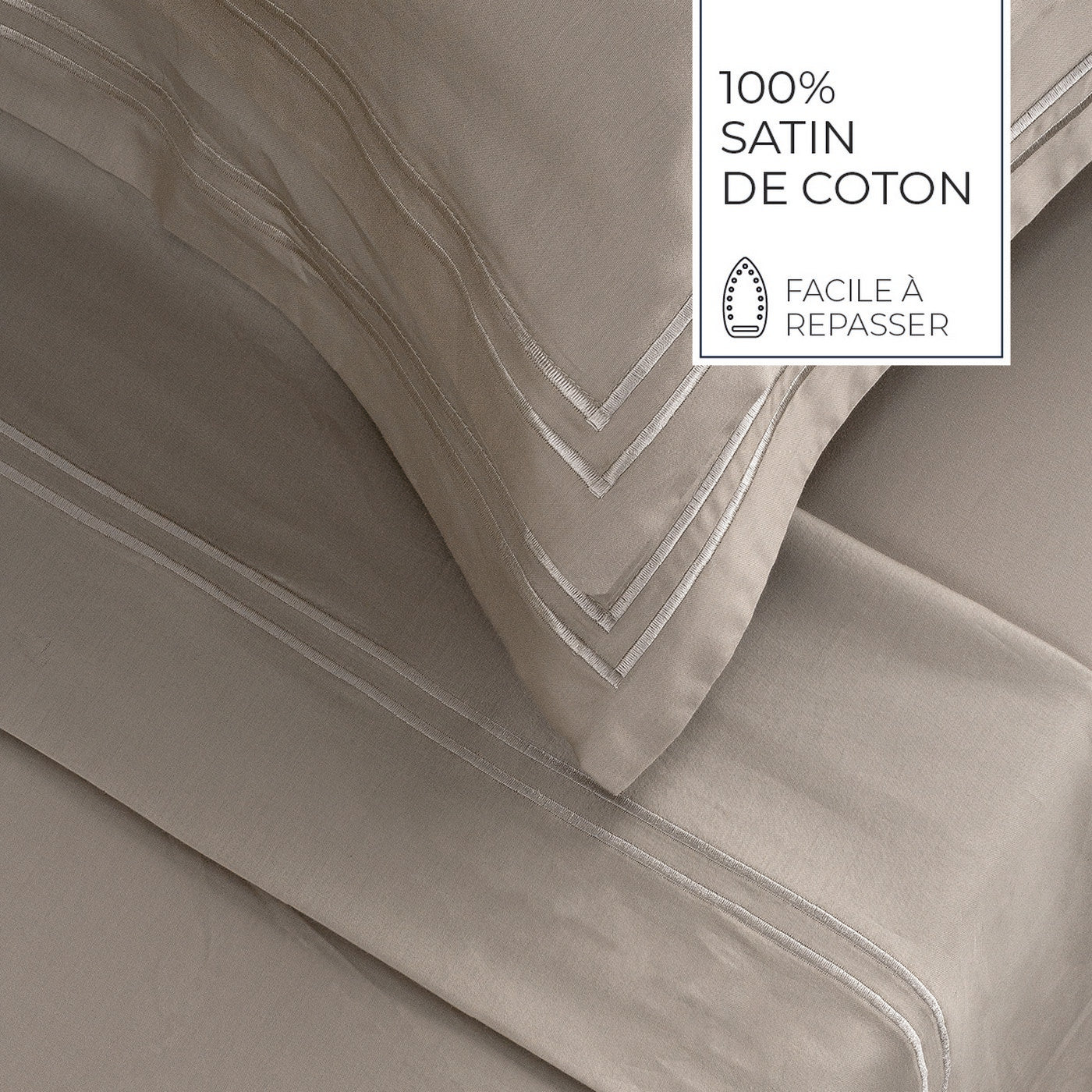 Biarritz - Sheet Set - Cotton Sateen - Taupe / Taupe
