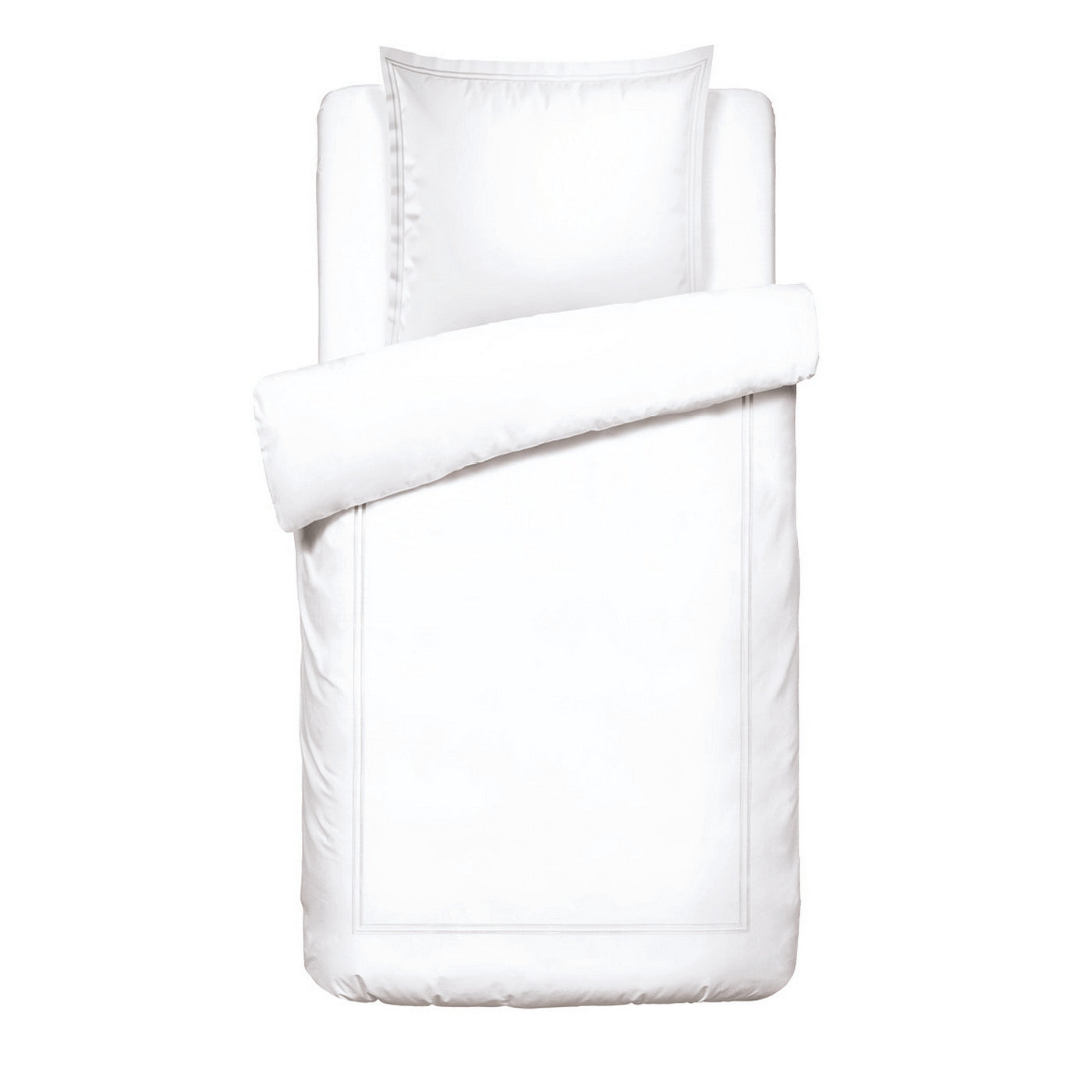 Biarritz - Funda nórdica + 1 o 2 fundas de almohada - Satén de algodón - Blanco / Blanco