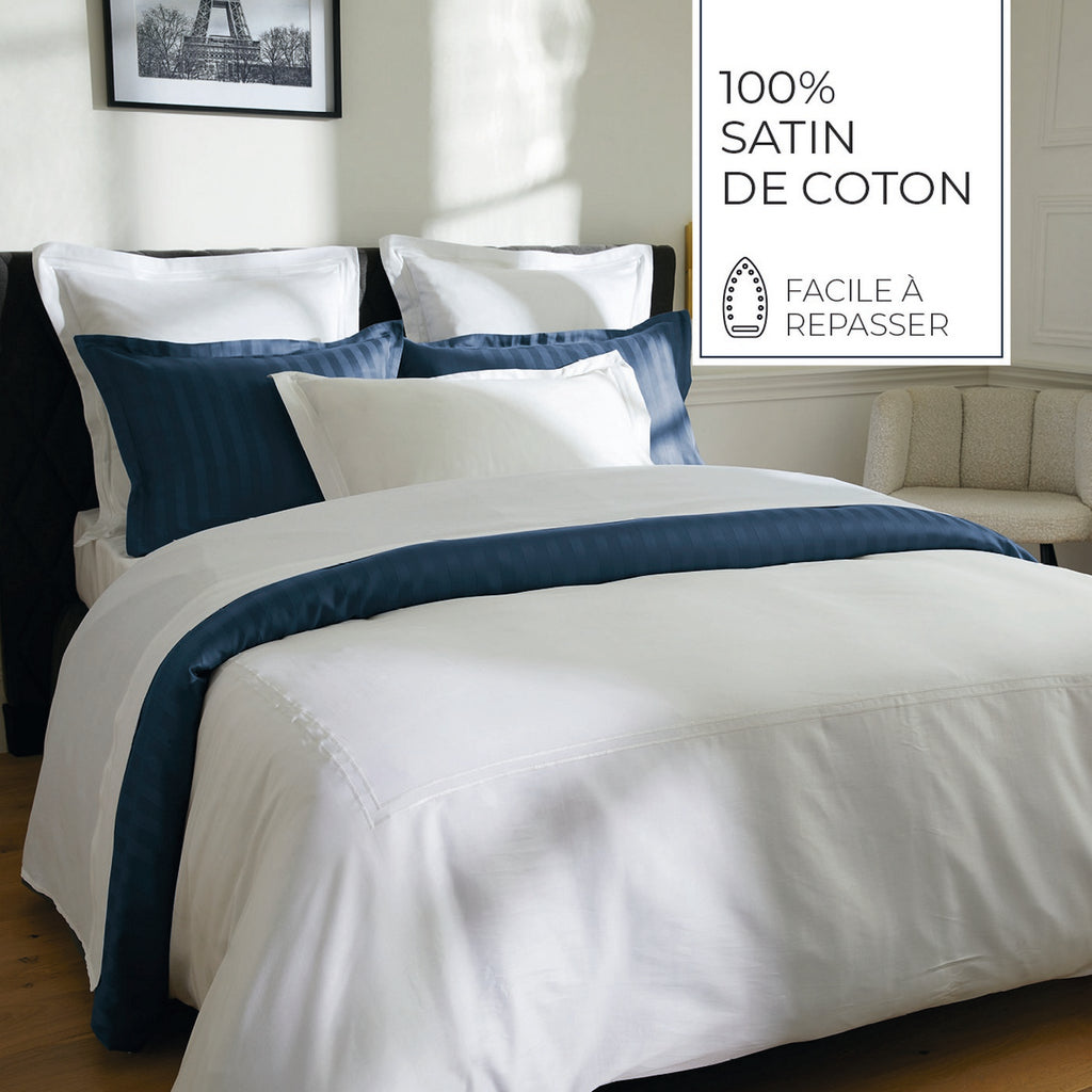 Biarritz - Set Of 2 Pillowcases - Cotton Satin - White / White