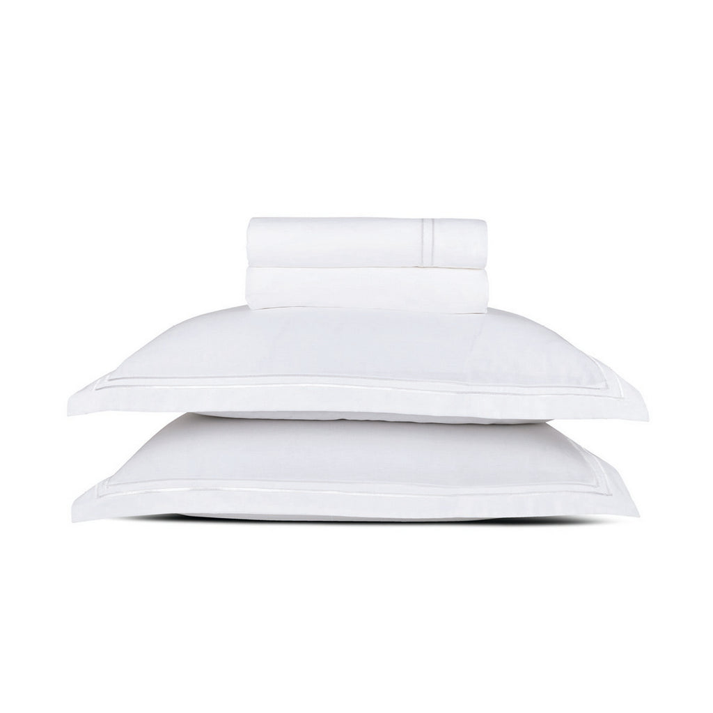 Biarritz - Sheet Set - Cotton Sateen - White / White