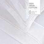 Biarritz - Sheet Set - Cotton Sateen - White / White