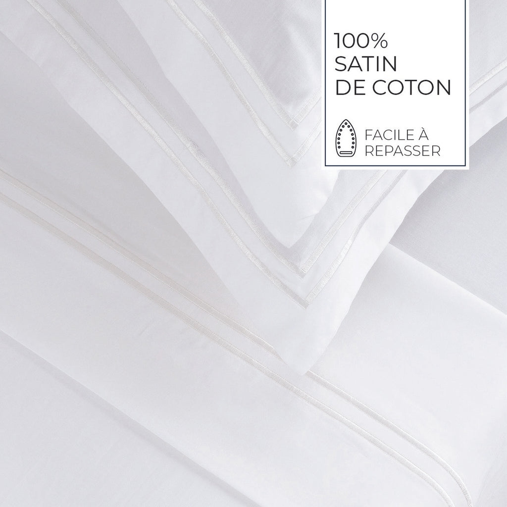Biarritz - Sheet Set - Cotton Sateen - White / White