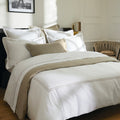 Biarritz - Duvet Cover + 1 Or 2 Pillowcase(s) - Cotton Satin - Taupe / White