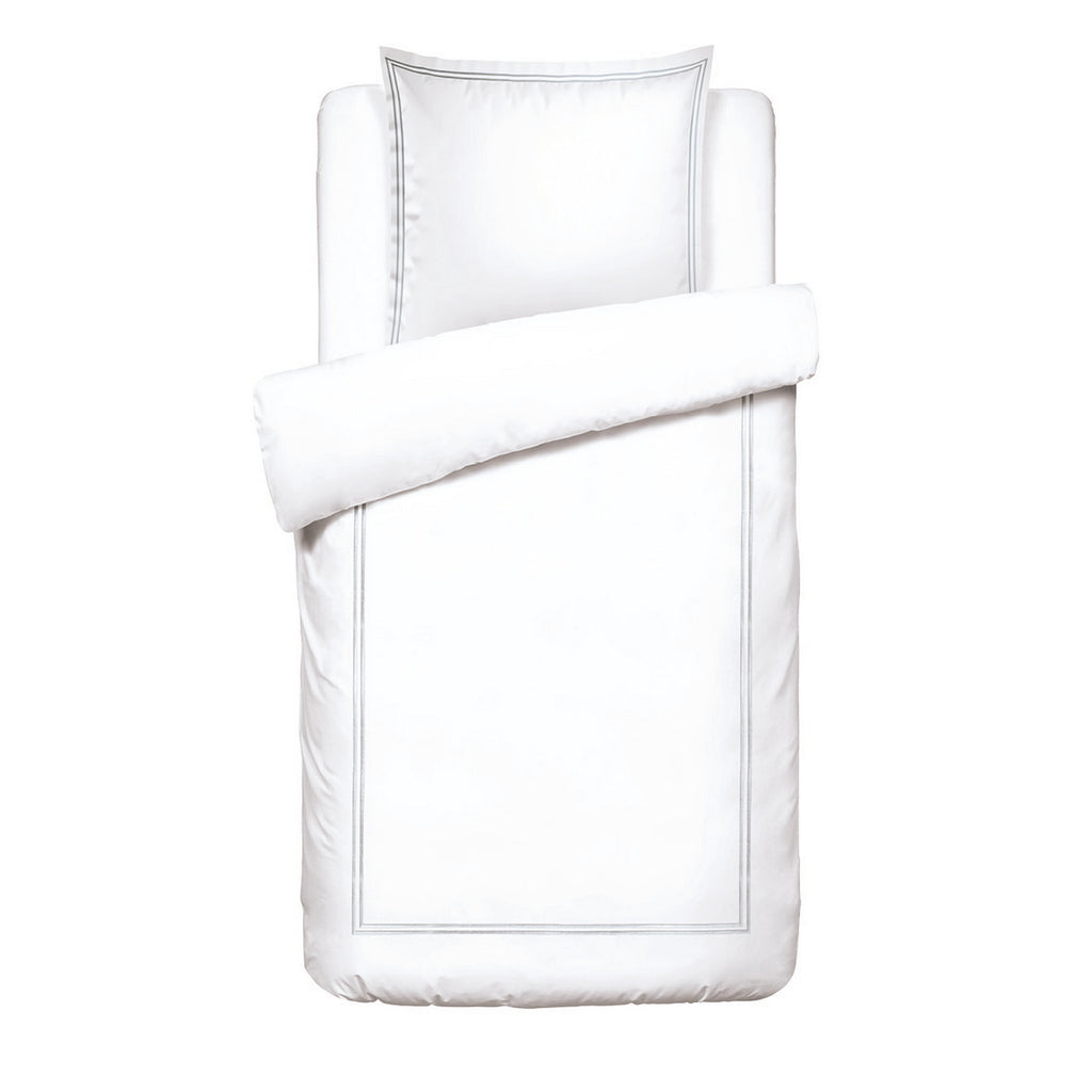 Biarritz - Duvet Cover + 1 Or 2 Pillowcase(s) - Cotton Satin - Gray / White