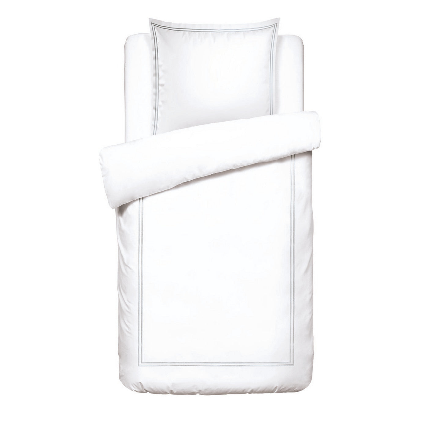 Biarritz - Duvet Cover + 1 Or 2 Pillowcase(s) - Cotton Satin - Gray / White