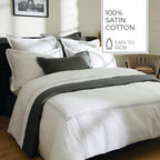 Biarritz - Duvet Cover + 1 Or 2 Pillowcase(s) - Cotton Satin - Gray / White