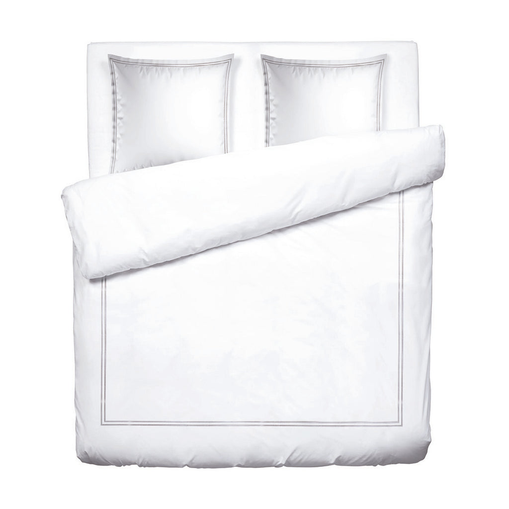 Biarritz - Duvet Cover + 1 Or 2 Pillowcase(s) - Cotton Satin - Gray / White
