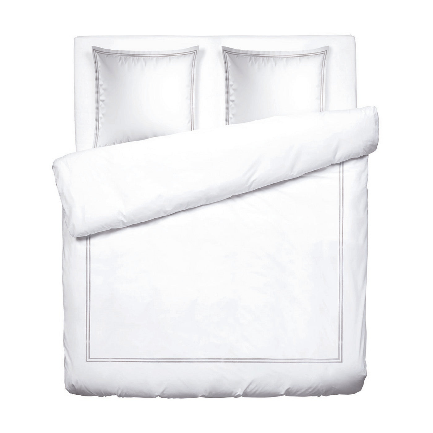 Biarritz - Duvet Cover + 1 Or 2 Pillowcase(s) - Cotton Satin - Gray / White