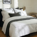 Biarritz - Duvet Cover + 1 Or 2 Pillowcase(s) - Cotton Satin - Gray / White