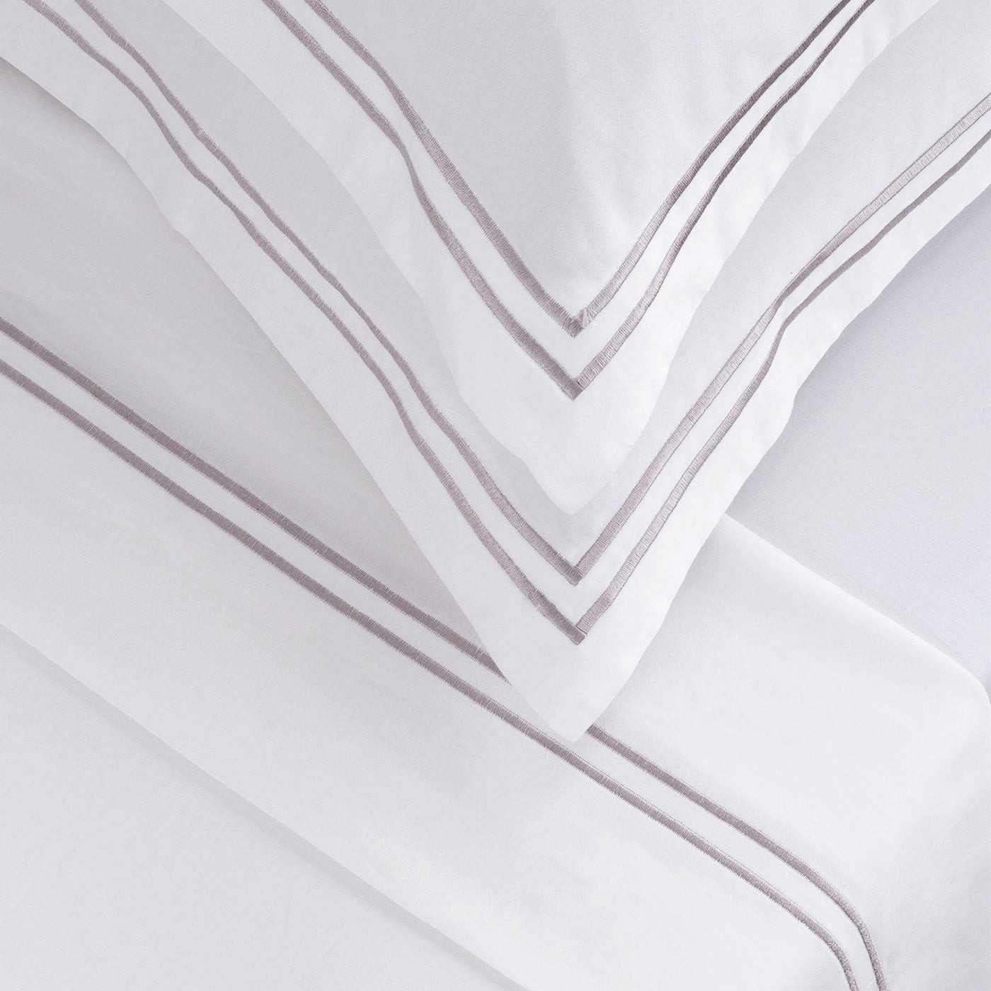 Biarritz - Sheet Set - Cotton Sateen - Gray / White