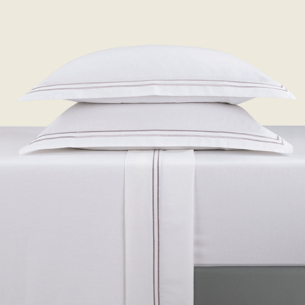 Biarritz - Sheet Set - Cotton Sateen - Gray / White