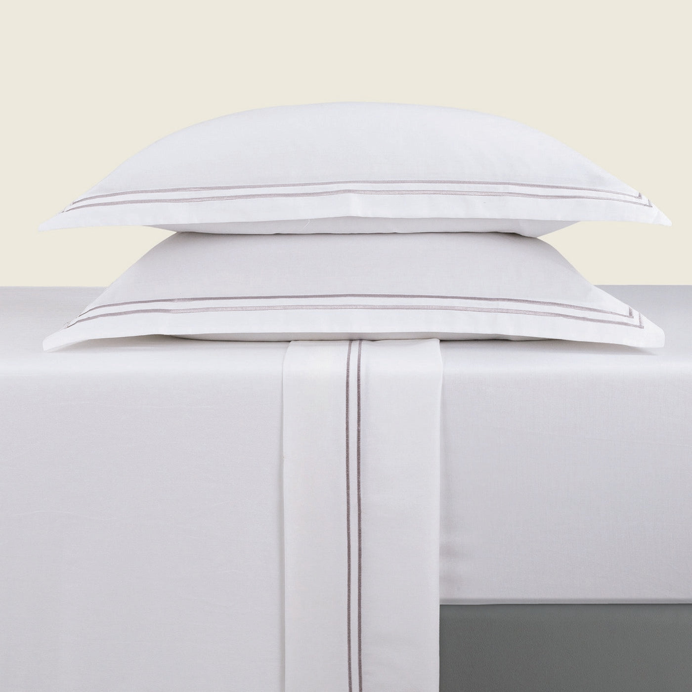 Biarritz - Sheet Set - Cotton Sateen - Gray / White