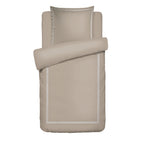 Biarritz - Duvet Cover + 1 Or 2 Pillowcase(s) - Cotton Satin - White / Taupe
