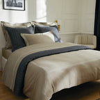 Biarritz - Flat Sheet - Cotton Satin - White / Taupe