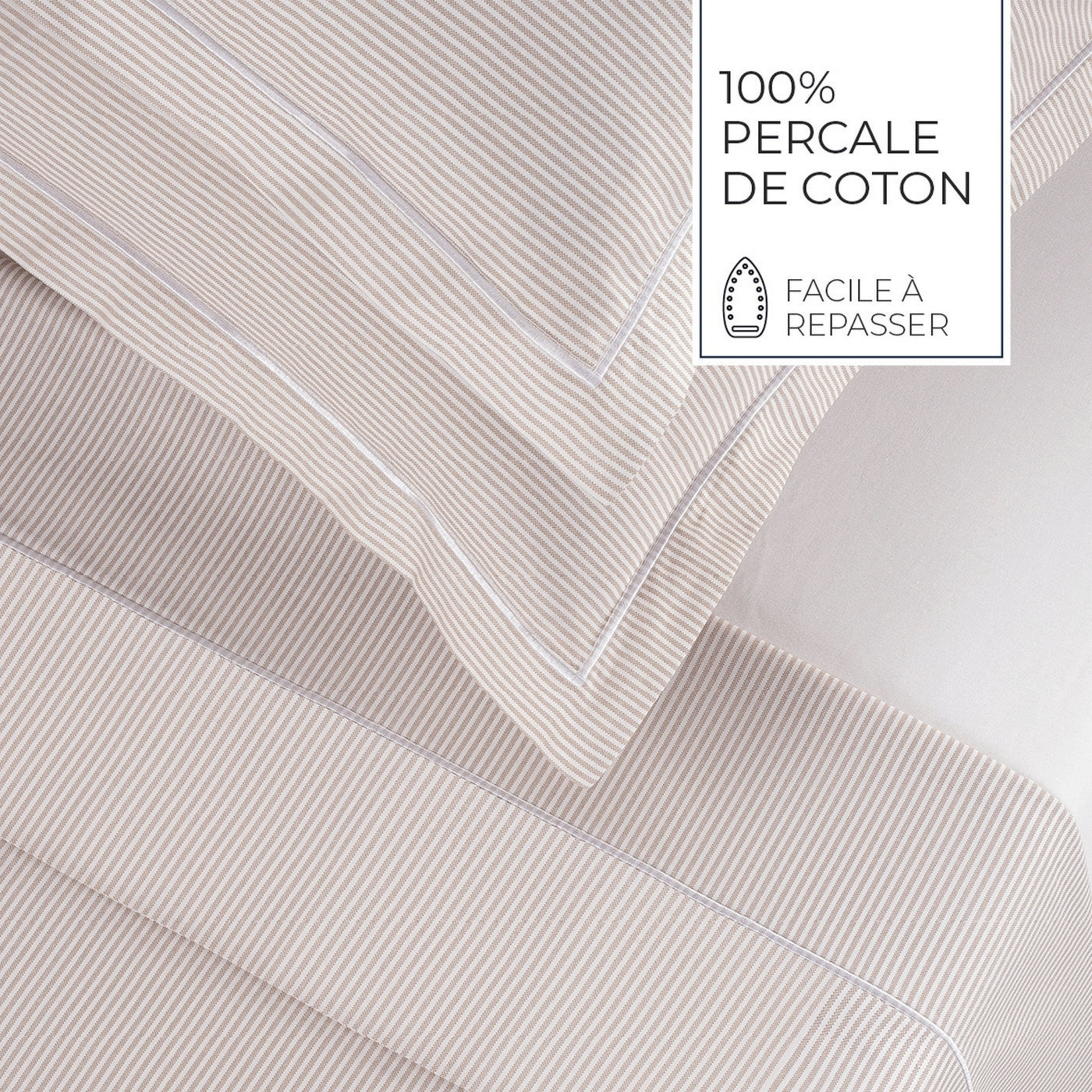 Grenoble - Funda Nórdica + 1 O 2 Funda(s) De Almohada(s) De Algodón Percal - Gris Topo