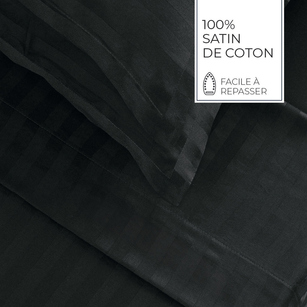 Jacquard - Duvet Cover + 1 Or 2 Pillowcase(s) - Dobby Woven Stripe Cotton Satin - Gray 03