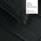 Jacquard - Duvet Cover + 1 Or 2 Pillowcase(s) - Dobby Woven Stripe Cotton Satin - Gray 03