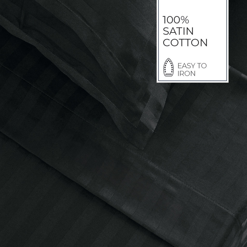 Jacquard - Sábana Encimera - Satén de Algodón Rayas Dobby - Gris 03