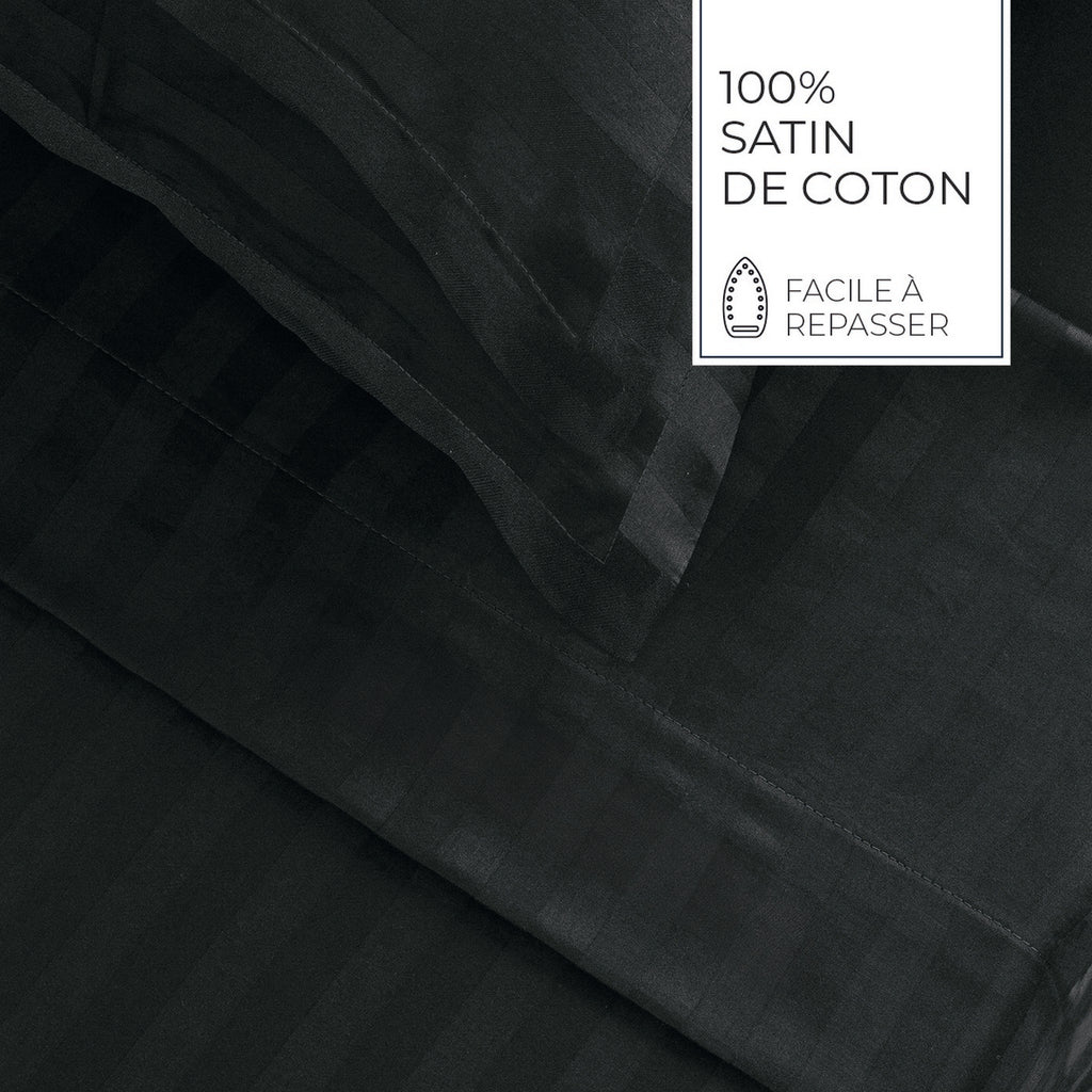Jacquard - Sábana Encimera - Satén de Algodón Rayas Dobby - Gris 03