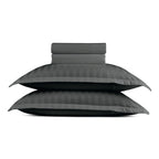 Jacquard - Sheet Set - Dobby Woven Stripe Cotton Sateen - Gray 03