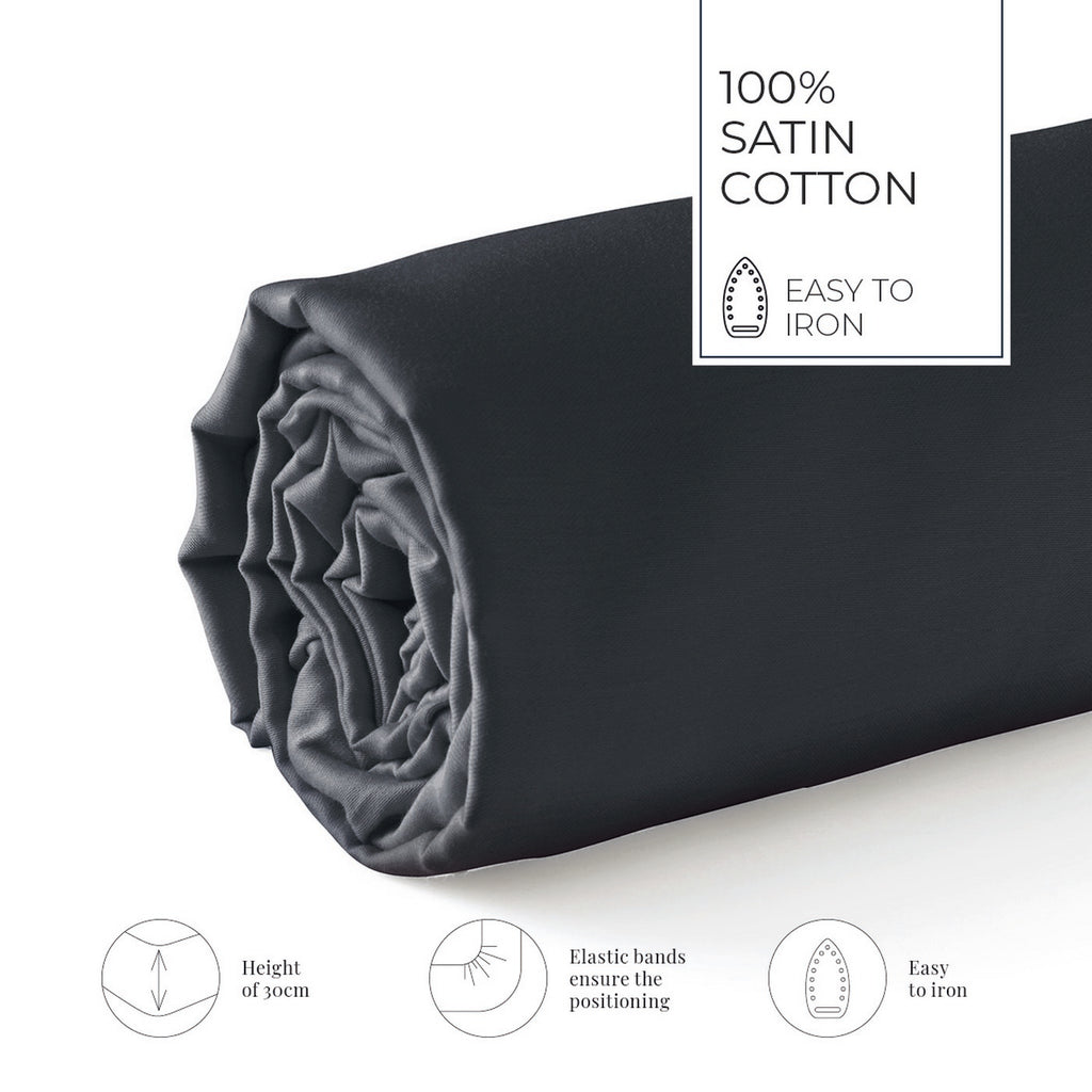 Jacquard - Fitted Sheet - Cotton Satin - Gray 03